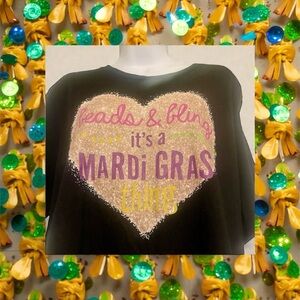 🎉HP🎉Mardi Gras Graphic Tee - Black with Colorful Print- Canvas XL🎉HP🎉